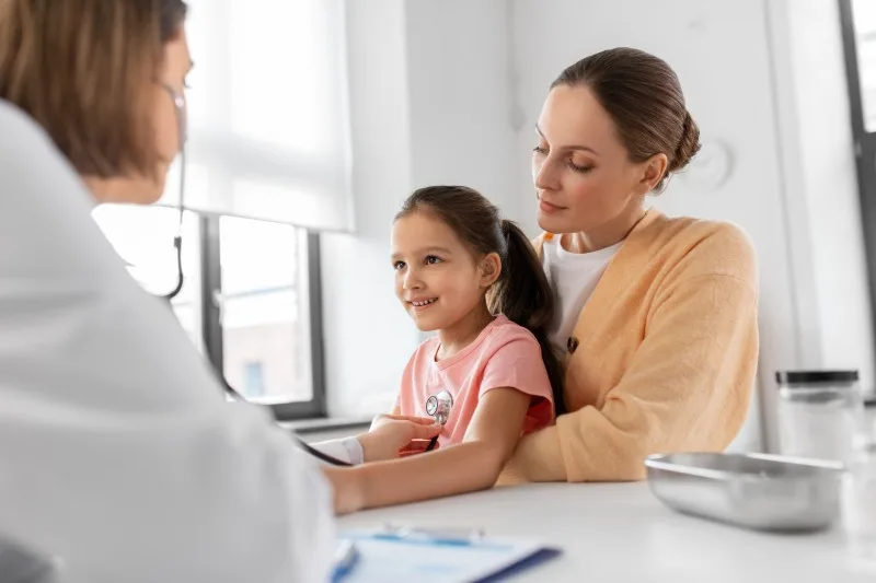 Parent and child at a medical appointment