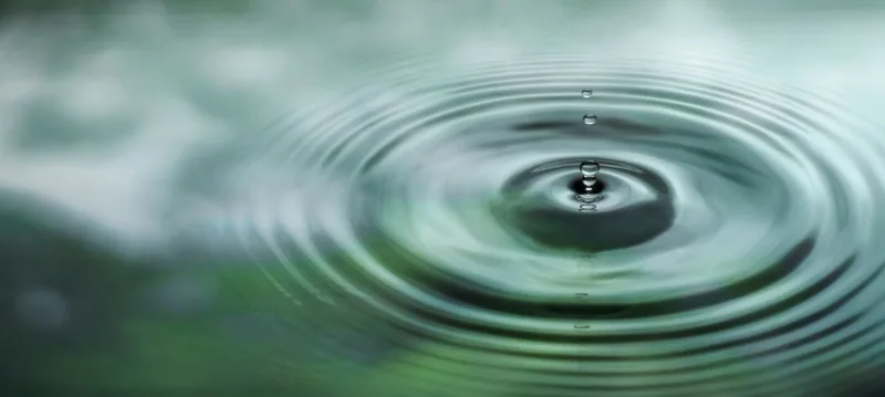 Calm water surface with ripple from a droplet