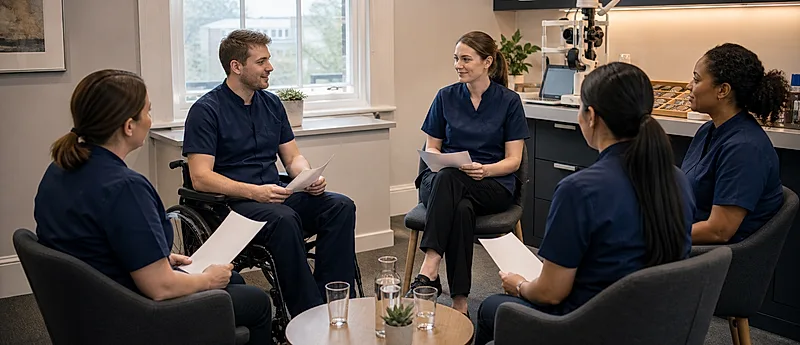 Optical practice course visual for GOC Standard 11: Wellbeing and Burnout