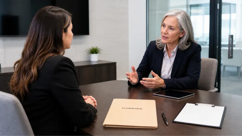 Two professional women in a meeting
