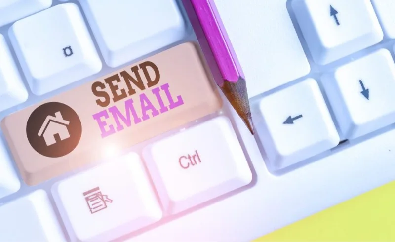 Keyboard key labeled SEND EMAIL with pencil