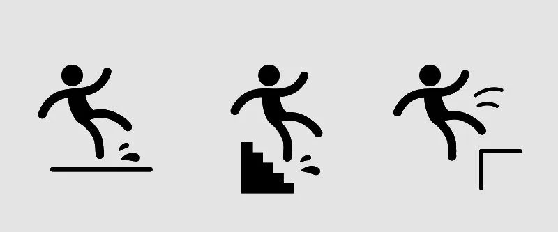 Three simple slip-trip-fall warning icons